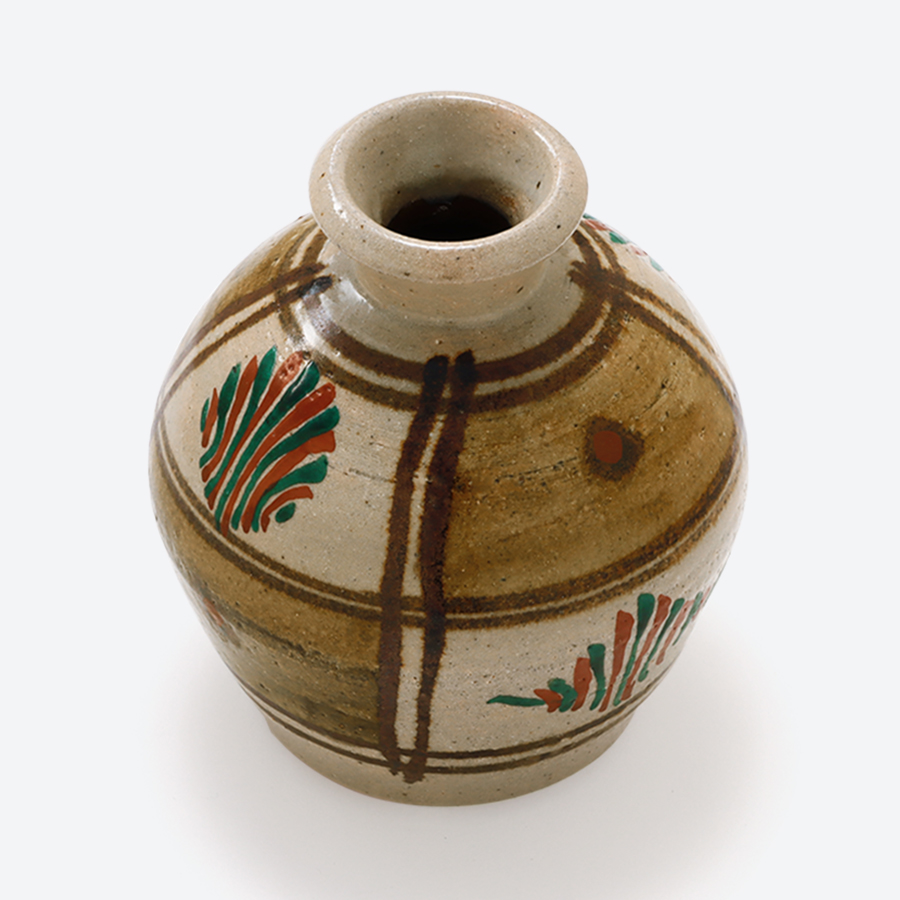 ＜濱田友緒＞濱田窯　地釉鉄砂赤絵花瓶